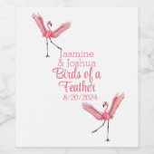 Flamingo Beach Hochzeit Vögel eines Feather Weinetikett (Einzelnes Label)
