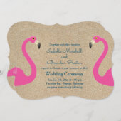Flamingo Beach Hochzeitseinladung Einladung (Vorne/Hinten)