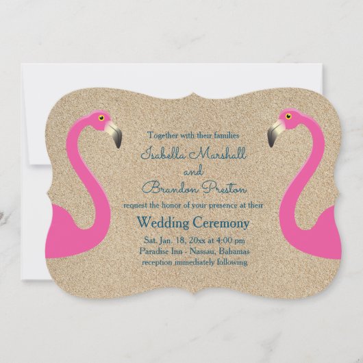 Flamingo Beach Hochzeitseinladung Einladung (Vorderseite)