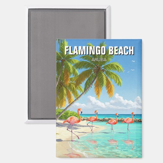 Flamingo Beach in Aruba Magnet (Vorderseite/Rückseite)