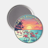 Flamingo Beach in Aruba Magnet (Vorderseite/Rückseite)