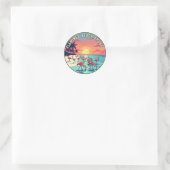 Flamingo Beach in Aruba Runder Aufkleber (Tasche)
