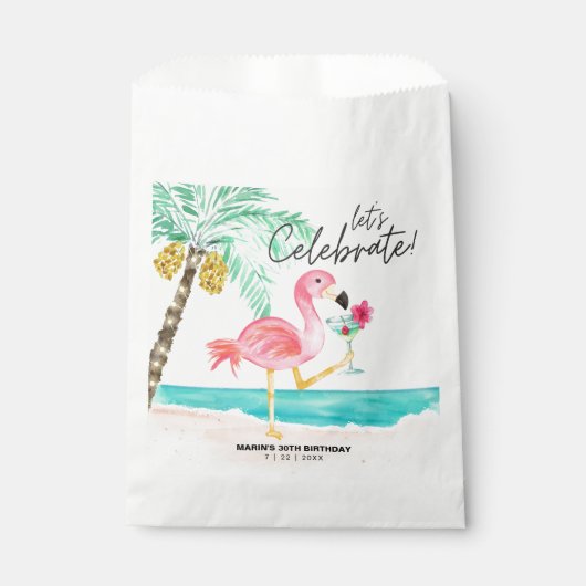 Flamingo Beach Party Tropical Birthday Geschenktütchen (Vorderseite)