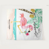 Flamingo Beach Party Tropical Tapestry Wandteppich (Vorderseite (Horizontal))
