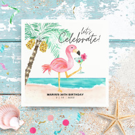 Flamingo Beach Party Tropischer Cocktail Geburtsta Serviette