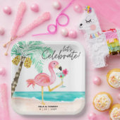 Flamingo Beach Party Tropischer Polterabend Pappteller (Party)