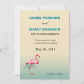 Flamingo Beach Save the Date | Aqua Einladung (Rückseite)