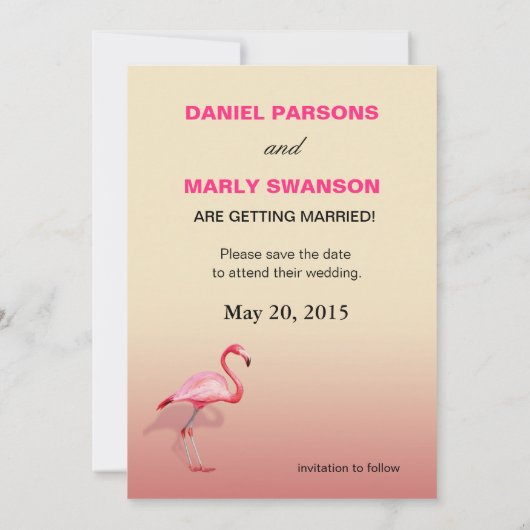 Flamingo Beach Save the Date | rosa Einladung (Rückseite)