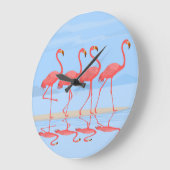 Flamingo Beach Sommer Vintages Design Große Wanduhr (Winkel)