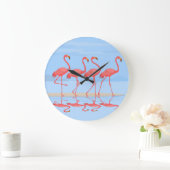 Flamingo Beach Sommer Vintages Design Große Wanduhr (Zuhause)