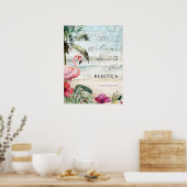 Flamingo Beach Tropenpalmen Begrüßungszeichen Plak Poster (Küche)