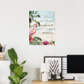 Flamingo Beach Tropenpalmen Begrüßungszeichen Plak Poster (Heimbüro)