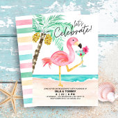 Flamingo Beach Tropical Engagement Party Einladung
