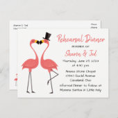 Flamingo Beach Tropical Wedding Probe Dinner Einladungspostkarte (Vorne/Hinten)
