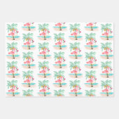 Flamingo Beach Tropical zum Geburtstag Geschenkpapier Set (Vorderseite)