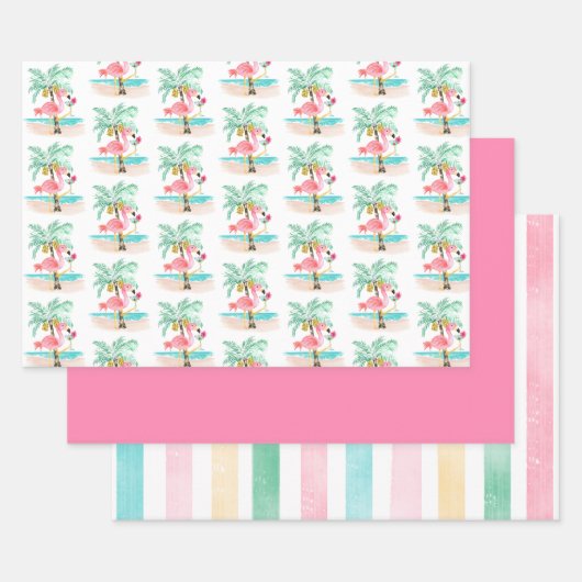 Flamingo Beach Tropical zum Geburtstag Geschenkpapier Set (Set)