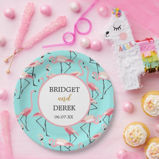 Flamingo Beach Wedding Pappteller (Party)