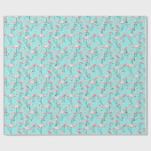 Flamingo Beach Wedding Pink und Blue Gemustert Geschenkpapier (Flach)