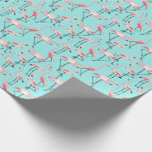 Flamingo Beach Wedding Pink und Blue Gemustert Geschenkpapier (Ecke)