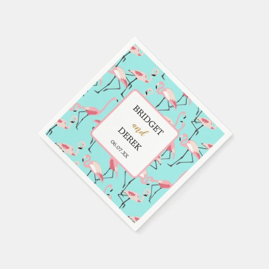 Flamingo Beach Wedding Serviette (Ecke)