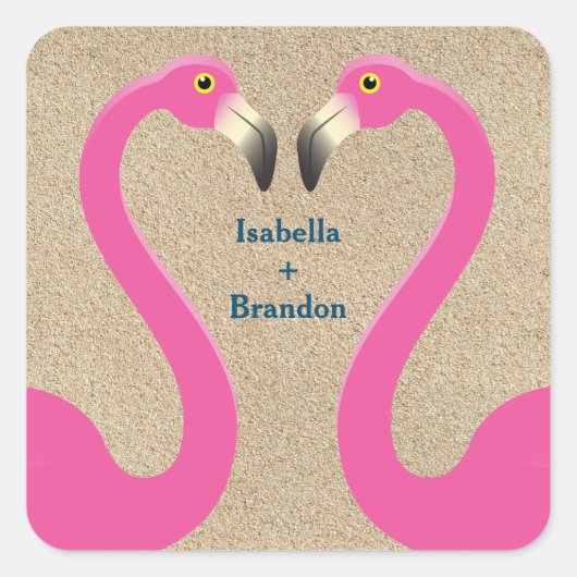 Flamingo Beach Wedding Sticker (Vorderseite)