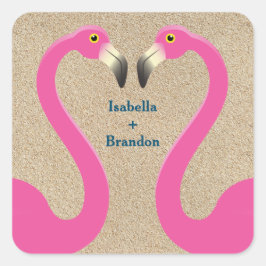 Flamingo Beach Wedding Sticker