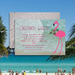 Flamingo Beach Weihnachts-Party Einladung<br><div class="desc">Weihnachts-Party Einladung-Vorlage mit Flamingo und Sand-Dollar-Design. Stellen Sie den Text an zwei Stellen für ein Weihnachtsfest ein, oder die Ansammlung des Silvesters über ein Küstenbild. Ein großer, weißer Sand-Dollar ist ebenfalls Teil des Hintergrunds auf einem horizontalen Flachpapier, und ein rosa Flamingo, der einen Kranz aus heiligen Sternen und Seestern trägt,...</div>