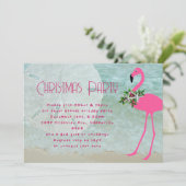 Flamingo Beach Weihnachts-Party Einladung (Stehend Vorderseite)