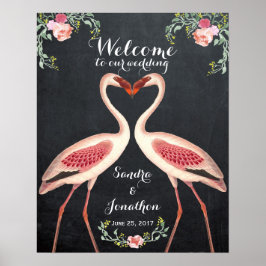 flamingo Begrüßung Hochzeitsschildkröte Poster
