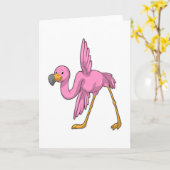 Flamingo bei der Yoga Stretching-Übung Karte (Gelbe Blume)