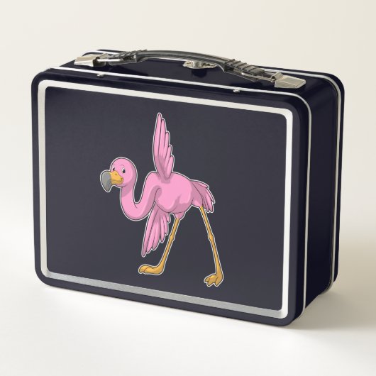 Flamingo bei der Yoga Stretching-Übung Metall Brotdose (Rückseite)