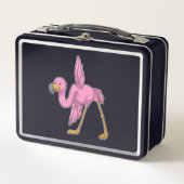 Flamingo bei der Yoga Stretching-Übung Metall Brotdose (Vorderseite)