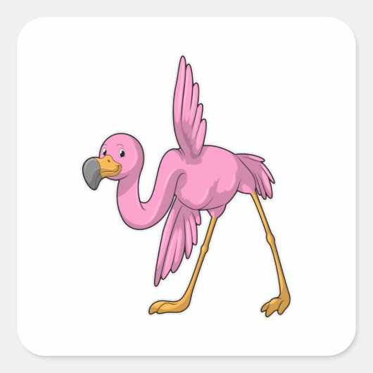 Flamingo bei der Yoga Stretching-Übung Quadratischer Aufkleber (Vorderseite)