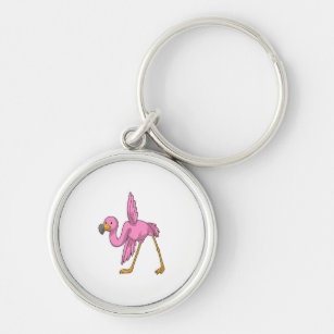 Flamingo bei der Yoga Stretching-Übung Schlüsselanhänger