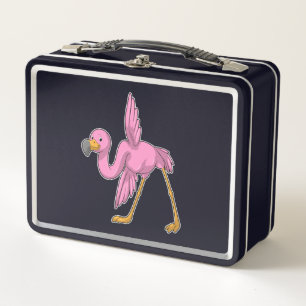 Flamingo bei der Yogadehnübung Metall Brotdose