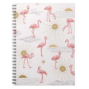 Flamingo bei Sonnenuntergang handgezogen nahtlos d Notizblock