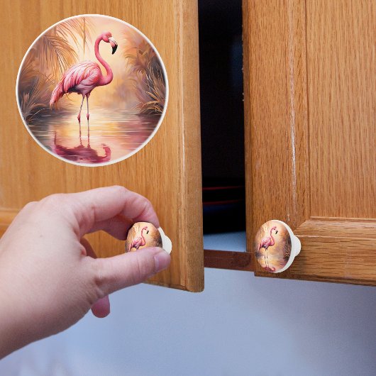 Flamingo bei Sunset Keramikknauf