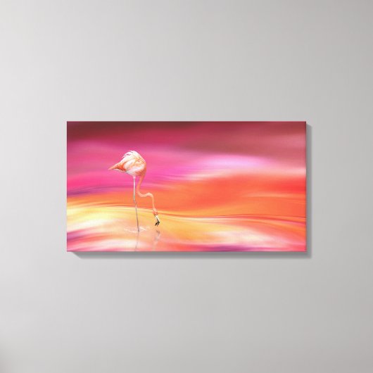 Flamingo bei Sunset Leinwanddruck (Vorderseite)