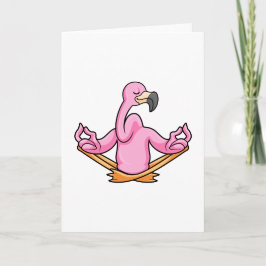Flamingo bei Yoga in Cross-Bid Karte (Vorderseite)
