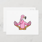 Flamingo bei Yoga in Cross-Bid Postkarte (Vorne/Hinten)