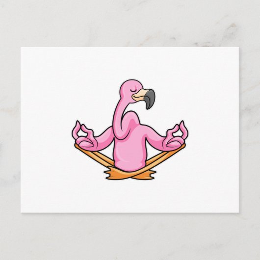 Flamingo bei Yoga in Cross-Bid Postkarte (Vorderseite)