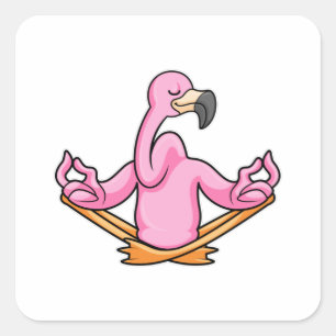 Flamingo bei Yoga in Cross-Bid Quadratischer Aufkleber