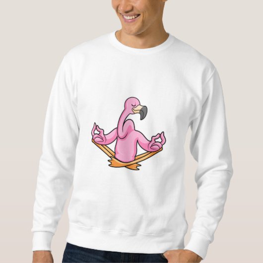 Flamingo bei Yoga in Cross-Bid Sweatshirt (Vorderseite)