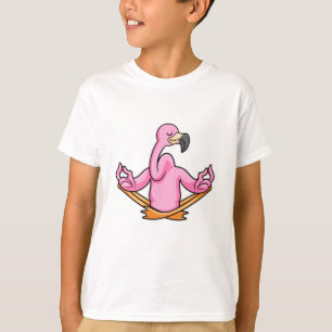Flamingo bei Yoga in Cross-Bid T-Shirt