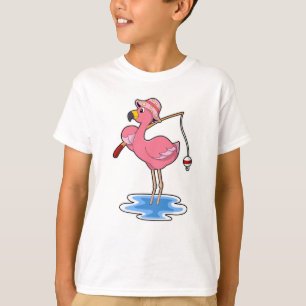 Flamingo beim Angeln mit Angelrute T-Shirt