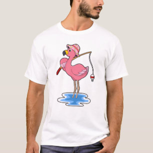 Flamingo beim Angeln mit Angelstab T-Shirt