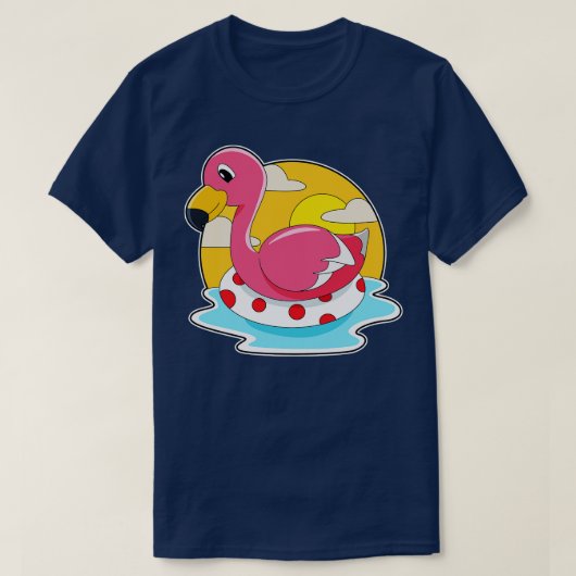 Flamingo beim Baden mit Lifebuoy T-Shirt (Design vorne)