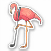 Flamingo beim Golf mit Golf Club Aufkleber (Vorderseite)
