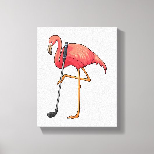 Flamingo beim Golf mit Golf Club Leinwanddruck (Vorderseite)
