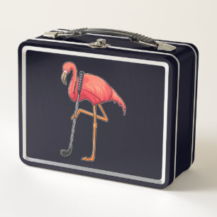 Flamingo beim Golf mit Golf Club Metall Brotdose
